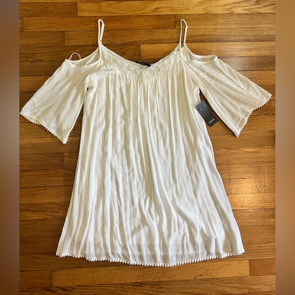 White, NAÏF cold shoulder shoulder dress